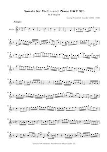 Partition de violon, violon Sonata, HWV 370, Sonata XII
