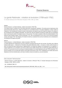 La garde Nationale ; création et évolution (1789-août 1792) - article ; n°1 ; vol.283, pg 49-66