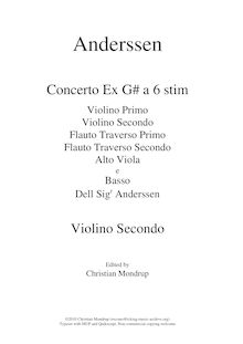 Partition violons II, Concerto en G major, Concerto Ex G# a 6 stim par Anderssen