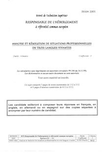 Btshebeu 2005 analyse et resolution de situations professionnelles en francais