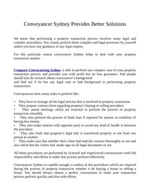 Conveyancer Sydney Provides Better Solutions