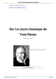 Sur Le cours classique de Yves Ravey
