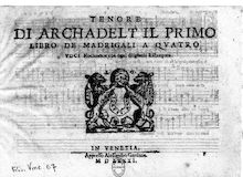 Partition ténor, Il primo libro de  madrigali a 4 voci, Arcadelt, Jacob