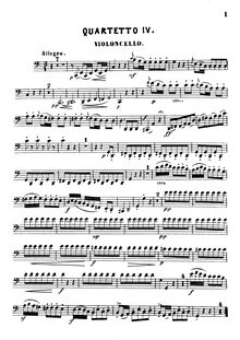 Partition violoncelle, corde quatuor No.4 en C, C major, Dittersdorf, Carl Ditters von