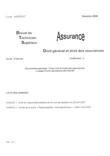 Btsassu droit general et droit des assurances 2008
