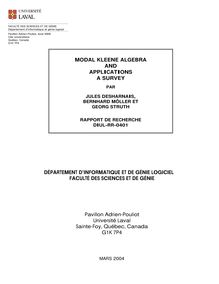 Modal kleene algebra and applications a survey département d