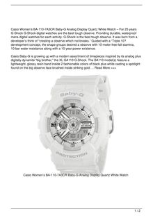 Casio Women8217s BA1107A3CR BabyG Analog Display Quartz White Watch Watch Reviews