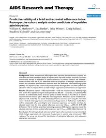 Predictive validity of a brief antiretroviral adherence index: Retrospective cohort analysis under conditions of repetitive administration