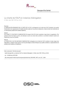 La charte de l OLP en instance d abrogation - article ; n°1 ; vol.50, pg 23-39