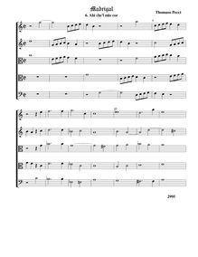Partition , Ahi che l mio cor - partition complète (Tr Tr A T B), Madrigali a cinque voci