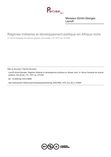 Régimes militaires et développement politique en Afrique noire - article ; n°5 ; vol.22, pg 973-991