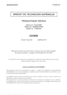 Chimie 2003 Filature BTS Productique - textile