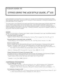 Citing using the acs style guide, 3 ed