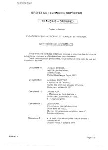 Français 2002 BTS Informatique de gestion