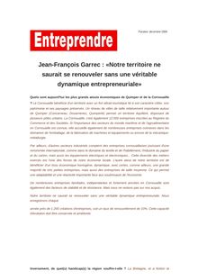 Jean-François Garrec : «Notre territoire ne saurait se renouveler sans une véritable dynamique entrepreneuriale»