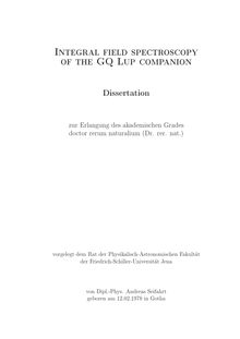 Integral field spectroscopy of the GQ Lup companion [Elektronische Ressource] / von Andreas Seifahrt