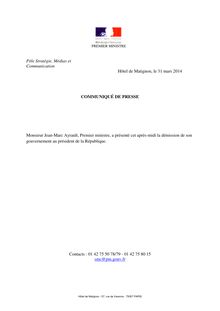 Communiqué de Matignon : démission de Jean-Marc Ayrault