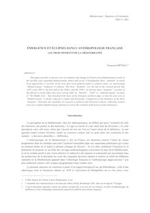 Émergence et éclipses dans l’anthropologie française : les trois moments de la Méditerranée  - article ; n°1 ; vol.37, pg 21-33