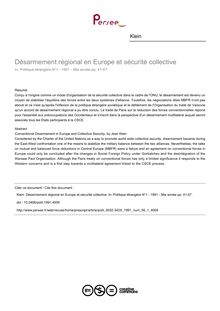 Désarmement régional en Europe et sécurité collective - article ; n°1 ; vol.56, pg 41-57