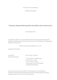 Proteome changes following biotic and abiotic stress in forest trees [Elektronische Ressource] / Cristina-Maria Vâlcu