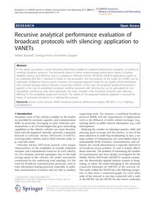 Recursive analytical performance evaluation of broadcast protocols with silencing: application to VANETs