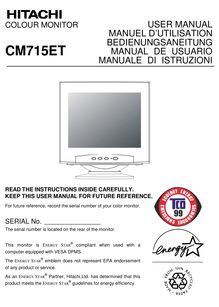 Notice Moniteurs Hitachi  CM715ET