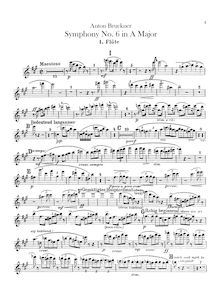 Partition flûte 1, 2, Symphony No.6 en A major, A major, Bruckner, Anton