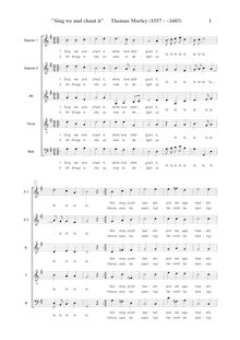 Partition complète, Sing we et chant it, G major, Morley, Thomas