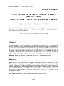 ZOOPLANCTON EN LA LARVICULTURA DE PECES NEOTROPICALES (ZOOPLANKTON IN LARVICULTURE OF NEOTROPICAL FISHES)