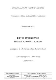 Bac 2014 - Série TMD Option Danse - Dictée