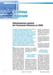 Synthèse régionale 2003 : ralentissement général de l économie bretonne en 2003 (Octant n° 97)