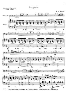 Partition de piano et partition de violoncelle, clarinette quintette par Wolfgang Amadeus Mozart