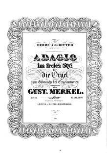 Partition complète, Adagio im freien Styl, Op. 35, E major, Merkel, Gustav Adolf