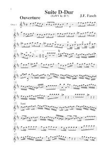 Partition hautbois 1, Ouverture- en D major, FaWV K:D7, D, Fasch, Johann Friedrich