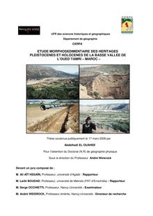 Etude morphosédimentaire des héritages pléistocènes et holocènes de la basse vallée de l oued Tamri -Maroc-