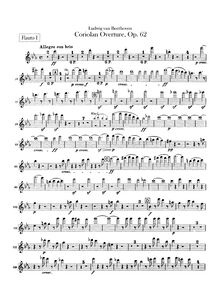 Partition flûte 1, 2, Coriolanus Overture, Op. 62, Overture to Heinrich Joseph von Collin s Tragedy Coriolan