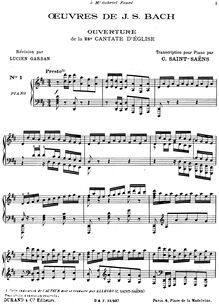 Partition 1 Ouverture de la 29e Cantate, Oeuvres de J. S. Bach - 12 transcriptions pour le piano