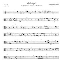 Partition ténor viole de gambe 1, alto clef, Il settimo libro de madrigali a cinque voci par Pomponio Nenna