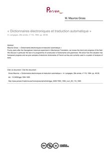 « Dictionnaires électroniques et traduction automatique » - article ; n°116 ; vol.28, pg 48-58