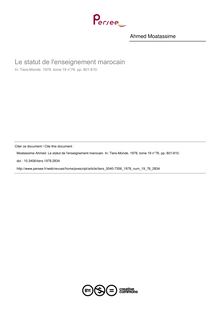 Le statut de l enseignement marocain - article ; n°76 ; vol.19, pg 801-810