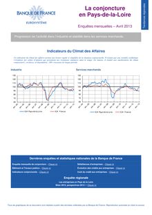 Banque de France : La conjoncture en Pays-de-la-Loire en Avril 2013 (15/05/13)