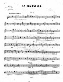Partition de violon, La Romanesca, La Romanesca Danse du XVIème Siècle