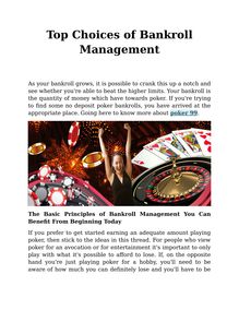 Top Choices of Bankroll Management