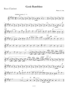 Partition basse clarinette (B?), Gesù bambino, The Infant Jesus ; Jesu Redemptor ; Christmas Anthem