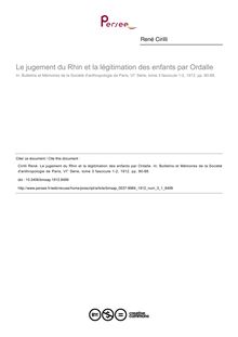 Le jugement du Rhin et la légitimation des enfants par Ordalle - article ; n°1 ; vol.3, pg 80-88