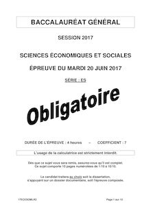 Bac 2017 Sciences Eco SES obligatoire