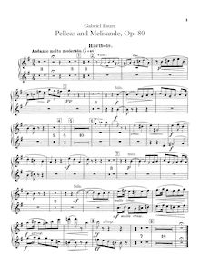 Partition hautbois 1/2, Pelléas et Mélisande , Op.80, Fauré, Gabriel