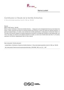 Contribution à l étude de la famille Antiochos - article ; n°1 ; vol.50, pg 185-205