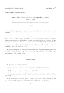 Deuxième composition de Mathématiques 2001 Classe Prepa MP Ecole Polytechnique