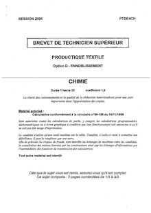 Chimie 2006 Ennoblissement BTS Productique - textile